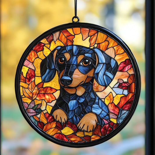 Lovely Dachshund WU0811083CL Stained Glass Suncatcher