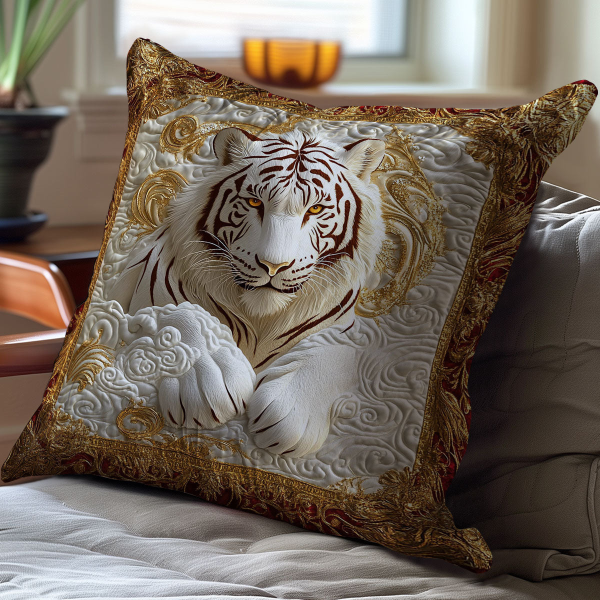 White Gold Tiger WY0101040CL Quilt Pillow Case