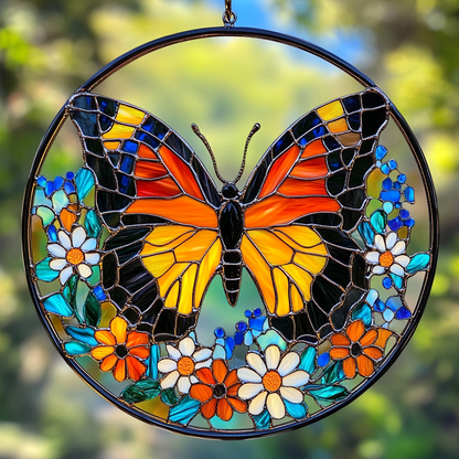 Spring Butterfly WN0611111CL Stained Glass Suncatcher