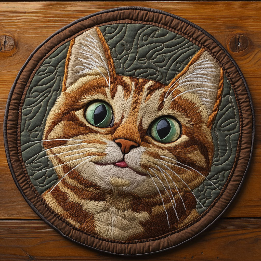 Brown Tabby CP0505008CL Quilted Round Mat