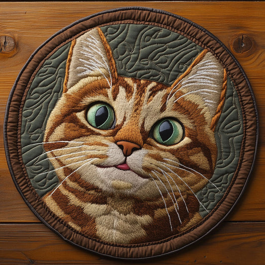Brown Tabby CP0505008CL Quilted Round Mat
