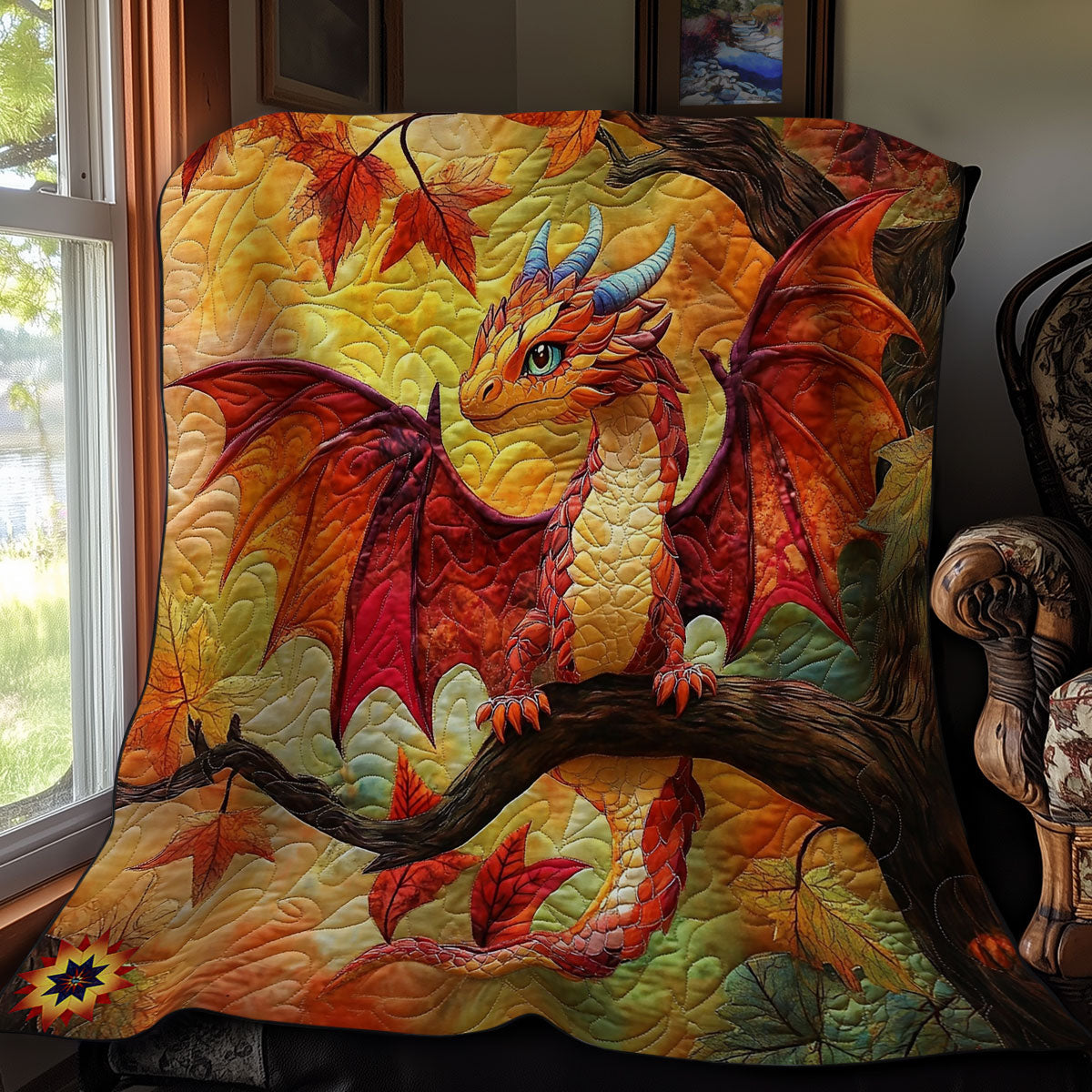 Autumn Leaves Dragon WY2911027CL Quilt