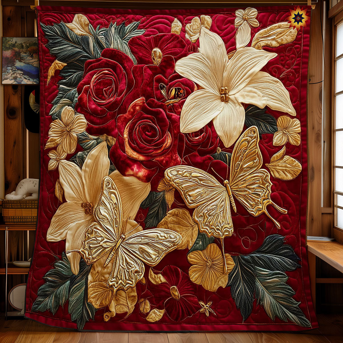 Gold Butterfly WY2811028CL Quilt