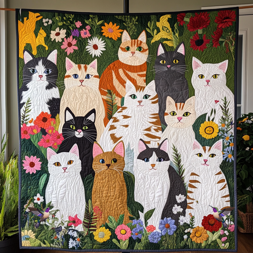 Cat Breeds With Flower Forest YR0312008CL Quilt