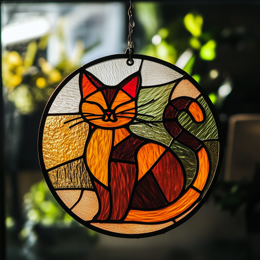 Cat WJ3010041CL Stained Glass Suncatcher