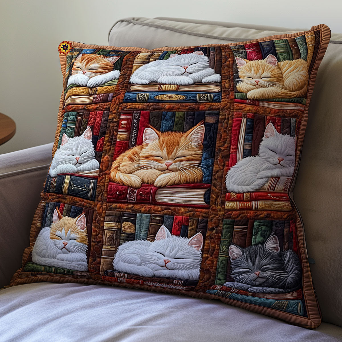 Cat Sleeping Library WY0612084CL Quilt Pillow Case