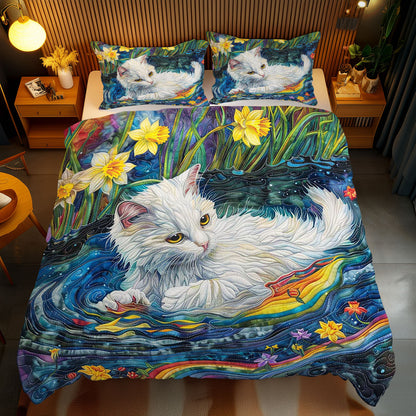 Cat Playing In The Water WJ2309029CL Duvet Cover Set