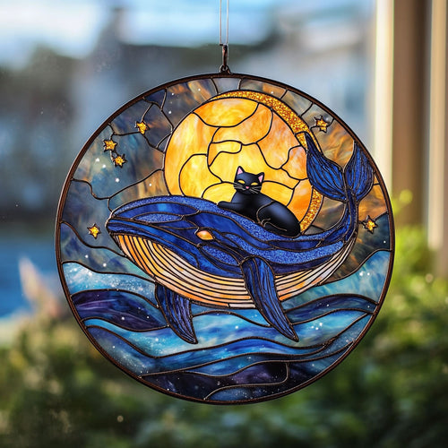 Black Cat And Whale WY1401002CL Suncatcher