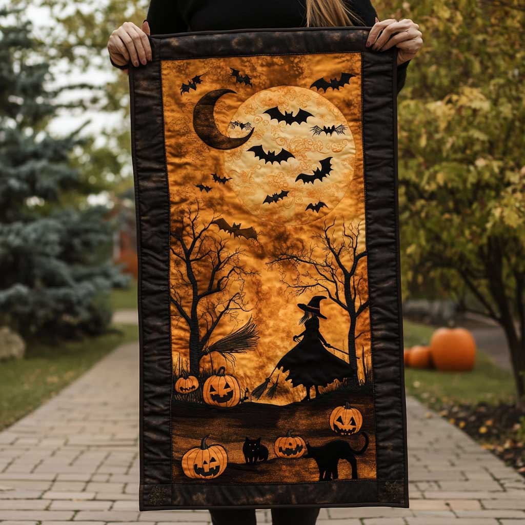 Witch Halloween Night WP1909003CL Quilted Table Runner