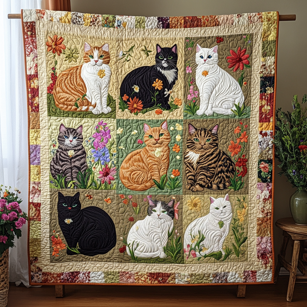 Cat Flower WG3012002CL Quilt