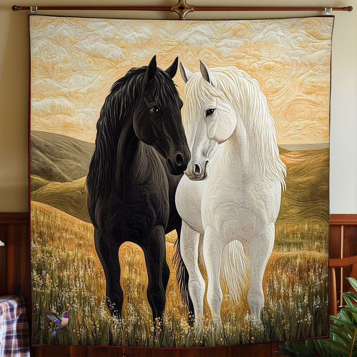 Sunset Couple Horse WY2311040CL Quilt