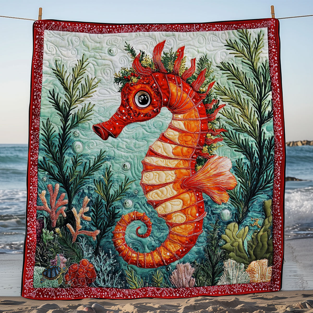 Christmas Seahorse WY1311005CL Quilt