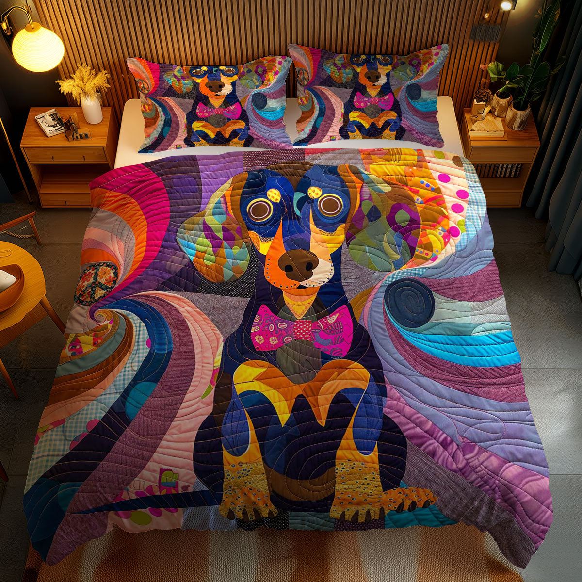 Dachshund Color Burst WN2110083CL Duvet Cover Set