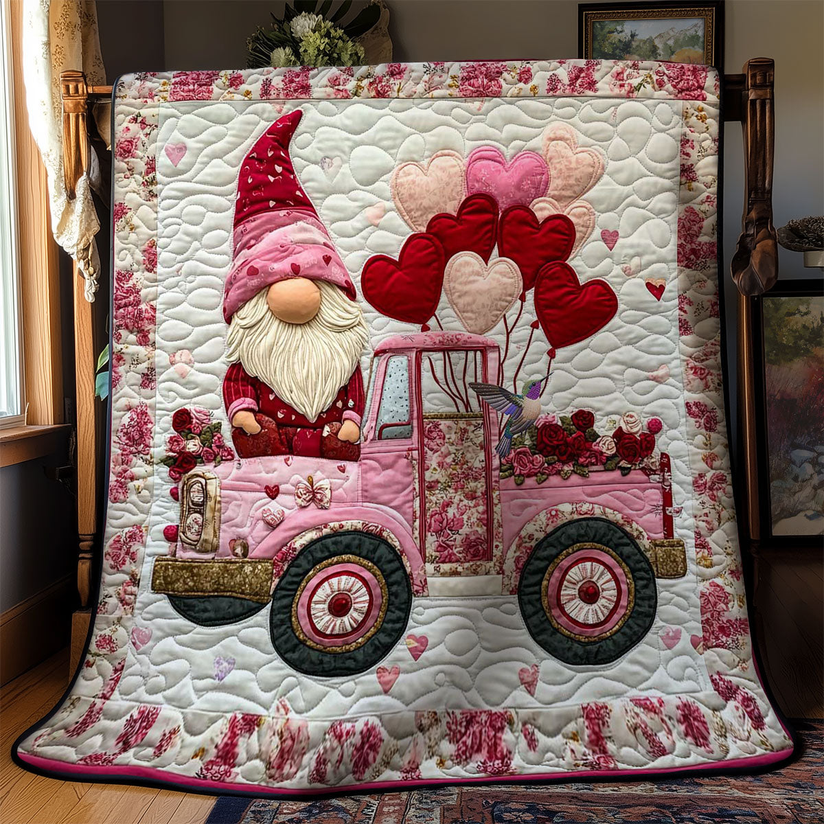 Valentine’s Gnome Truck WN0412035CL Quilt