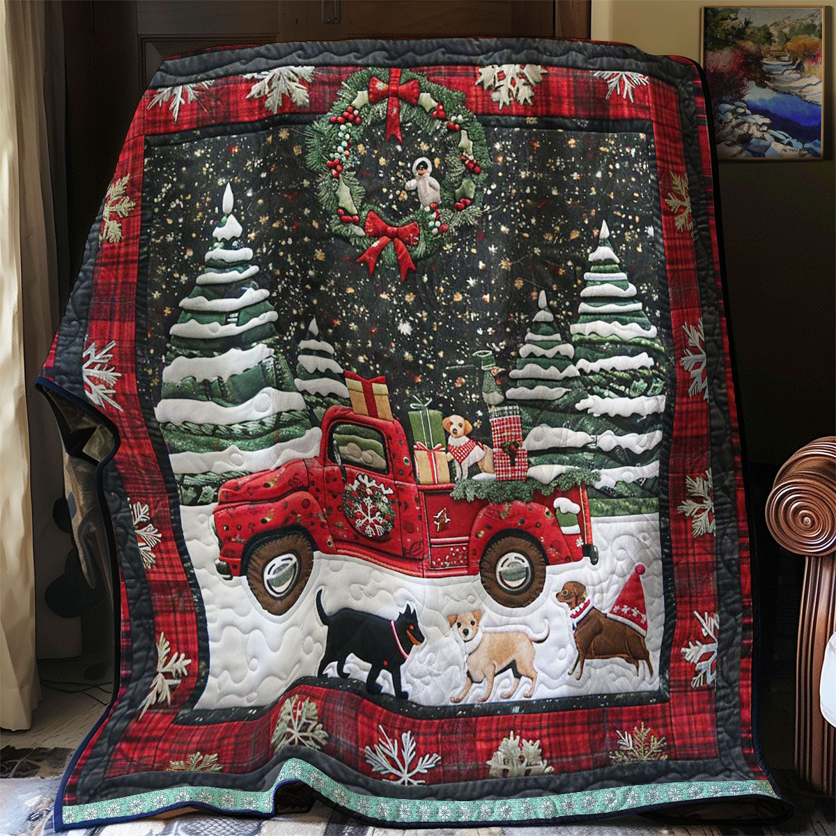 Red Truck Christmas Pups WN1109033CL Quilt