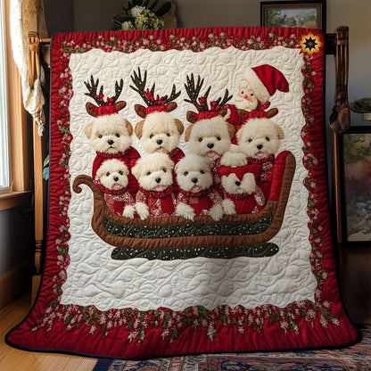 Christmas Sleigh Bichon Frise WN0811040CL Quilt