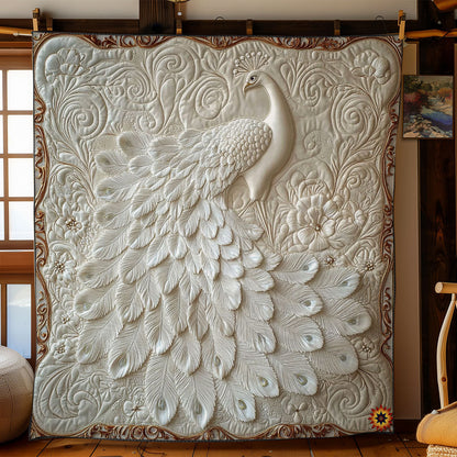 Elegant White Peacock WY2012044CL Quilt