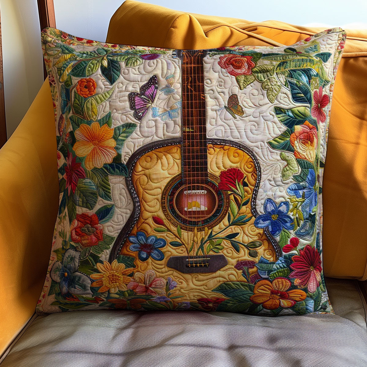 Flower Guitar WJ1309039CL Quilt Pillow Case