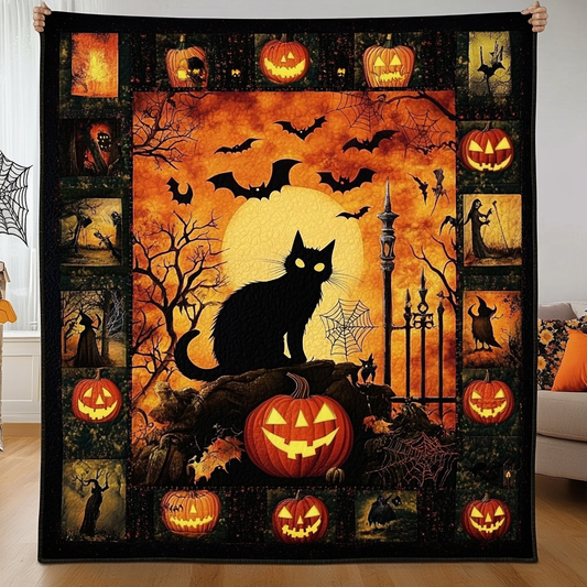 Black Cat in the Pumpkin Moonlight MH2309003CL Quilt