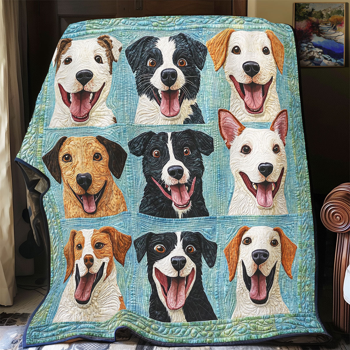 Happy Portrait Dog WY1311007CL Quilt