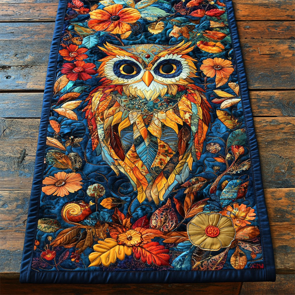 Colorful Leaves Owl WY2802053CL Quilted Table Runner
