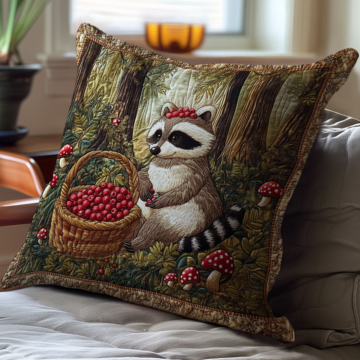 Raccoon Pick Up Berries WY2501054CL Quilt Pillow Case