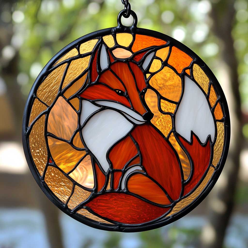 Fox WJ0710038CL Stained Glass Suncatcher