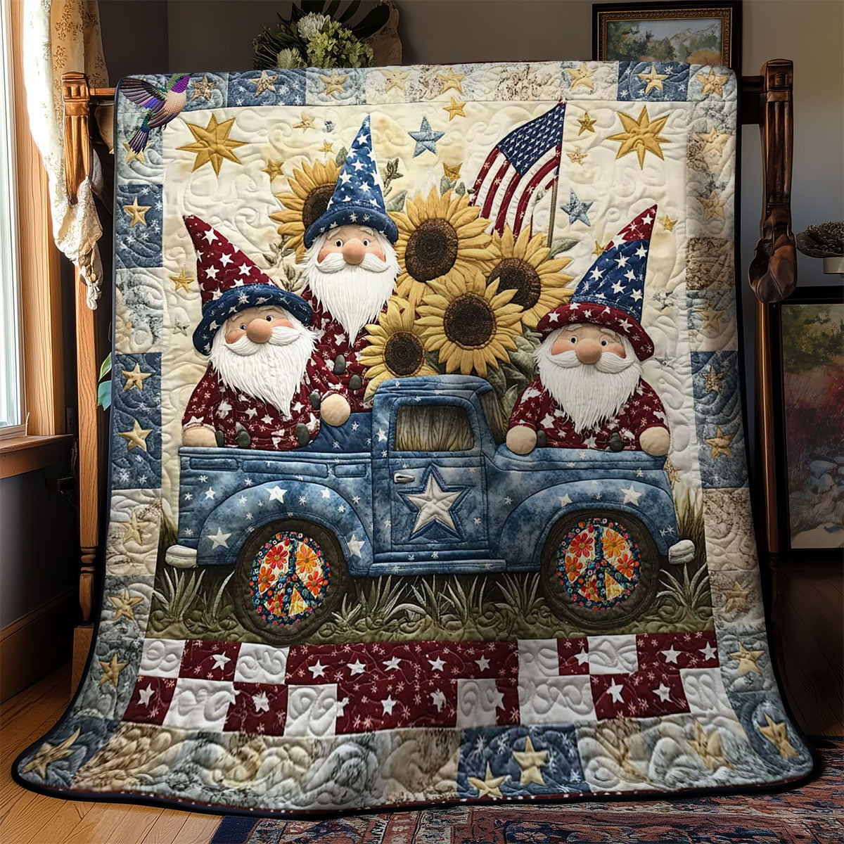 Flag Gnome Adventures WN2811058CL Quilt