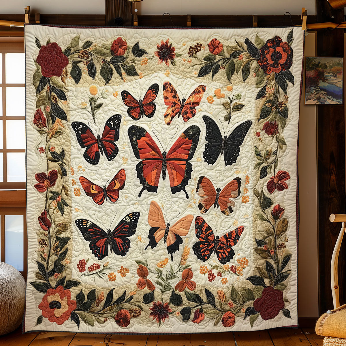 Colorful Butterfly In Garden WY1502030CL Quilt