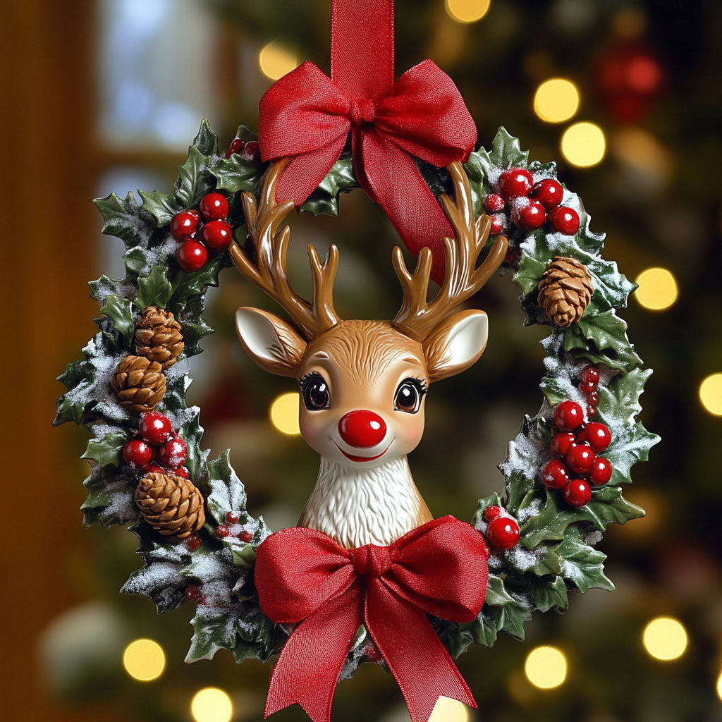 Whimsical Reindeer Wreath Ornament XK1510004CL Christmas Ornament