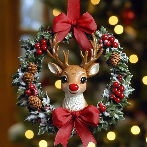 Whimsical Reindeer Wreath Ornament XK1510004CL Christmas Ornament