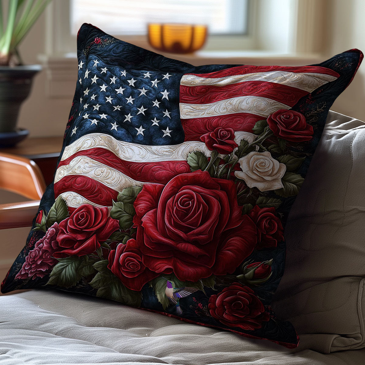 Red Rose America WY2911074CL Quilt Pillow Case