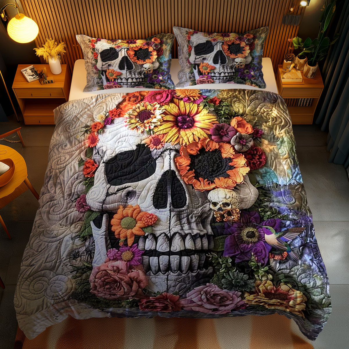 Floral Skull Fantasy WN2110090CL Duvet Cover Set
