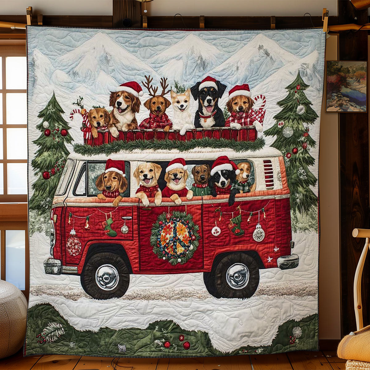 Dog Christmas Joyride WN2510046CL Quilt