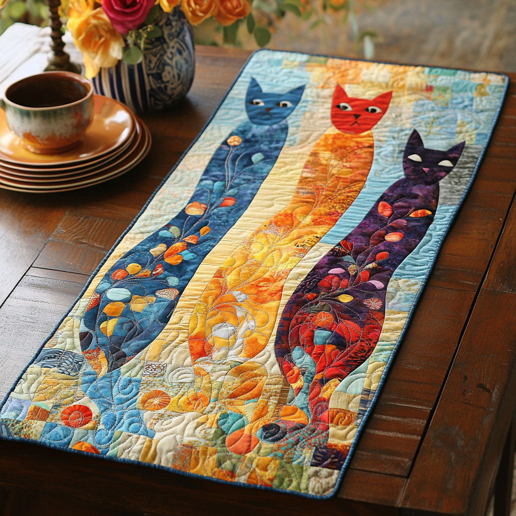 Whimsical Cat CW2605483CL Quilted Table Runner