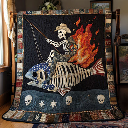 Patriotic Skeleton Ride WN0612078CL Quilt