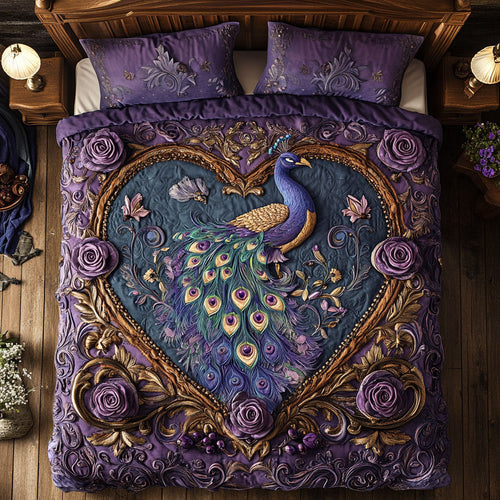 Mystic Peacock In Heart WY2301024CL Duvet Cover Set