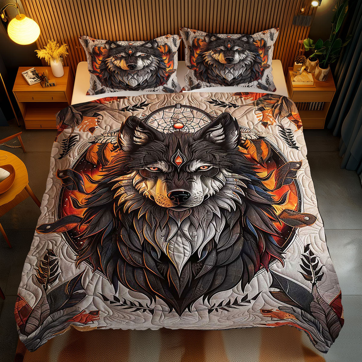 Native American Wolf WJ0810032CL Duvet Cover Set