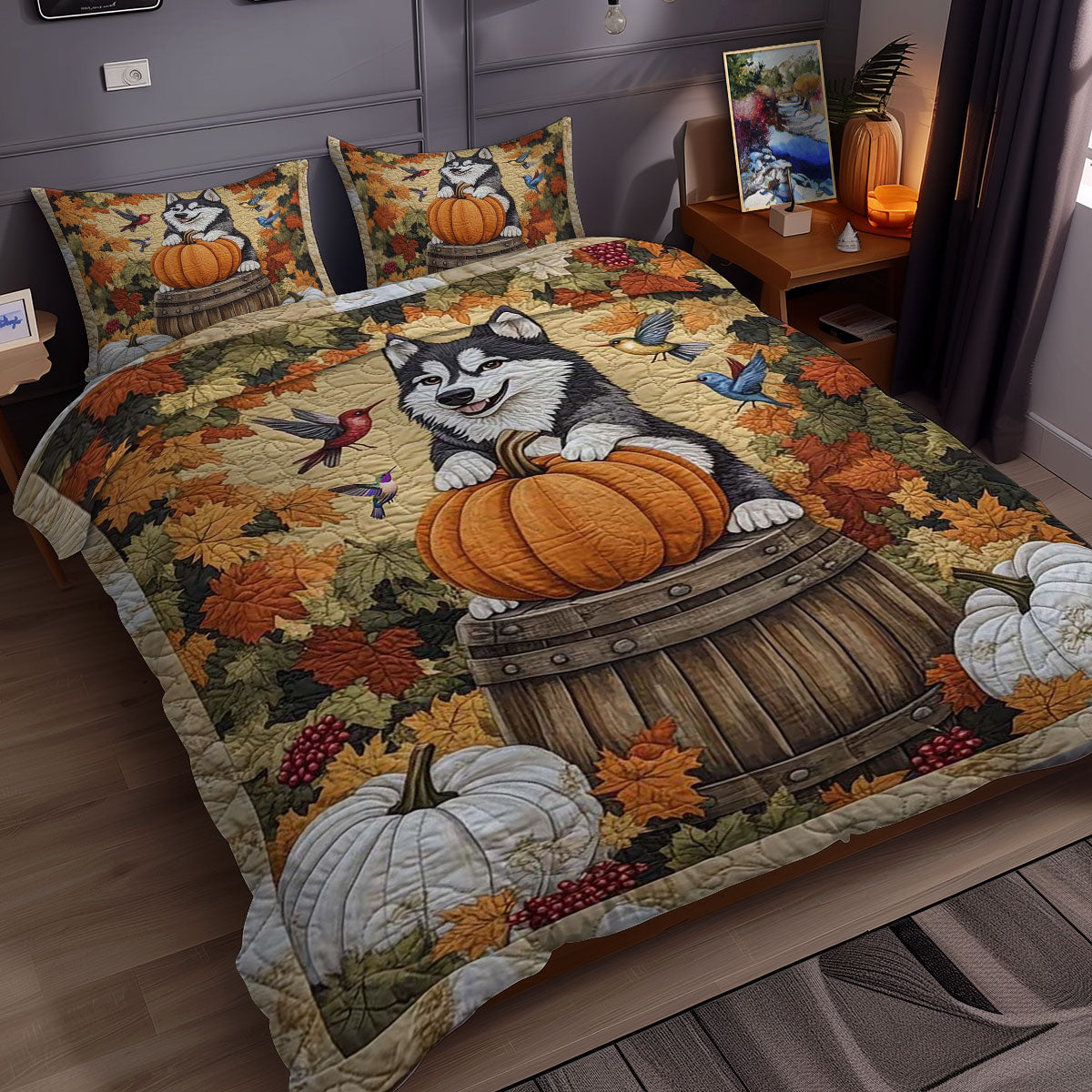 Husky Pumpkin Love WN0310111CL Duvet Cover Set