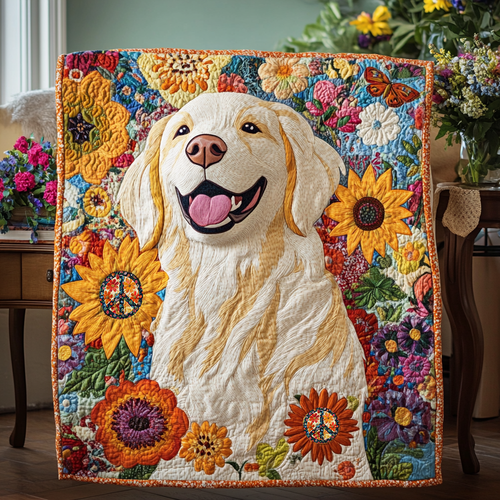 Floral Golden Retriever XR0310015CL Quilt