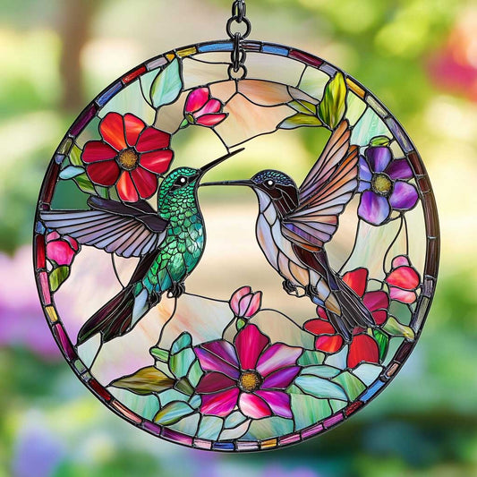 Hummingbird Love WN0811022CL Stained Glass Suncatcher