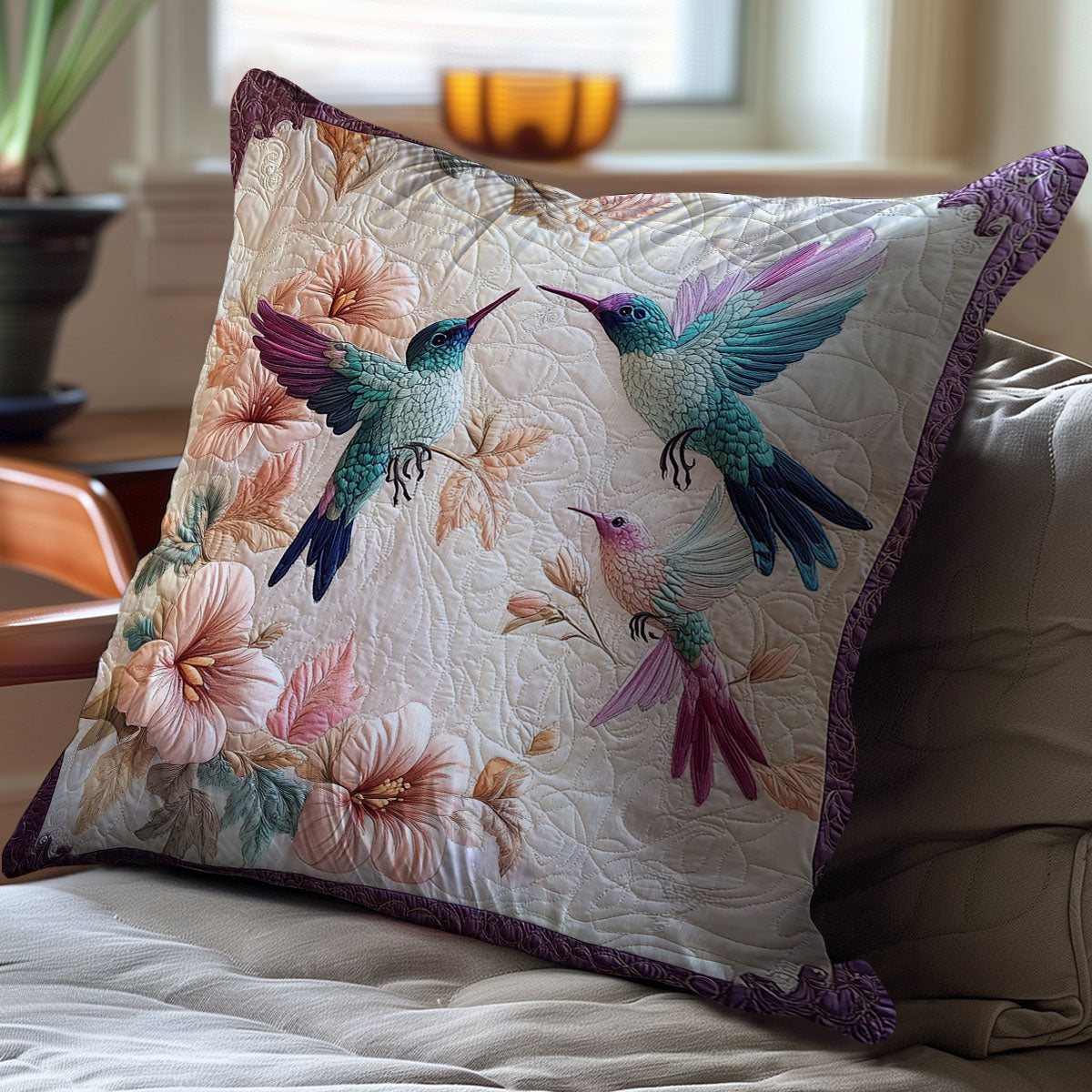 Hummingbird Family WY2501032CL Quilt Pillow Case