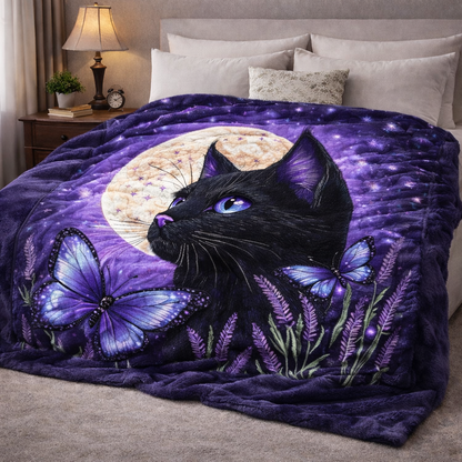 Mystic Cat QA2401003CL Faux Fur Throw Blanket