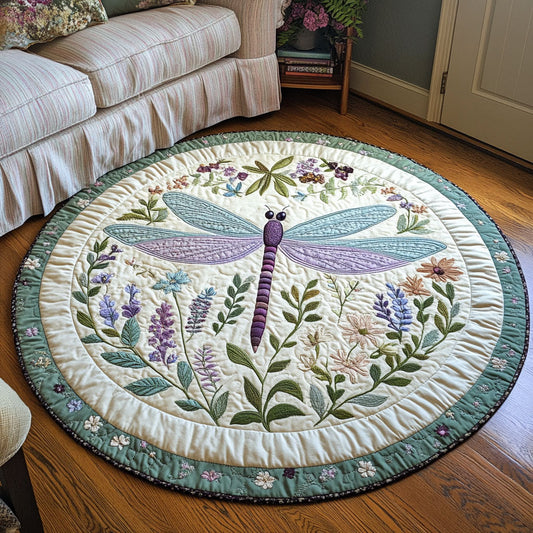Dragonfly Bloom CW0908014CL Quilted Round Mat