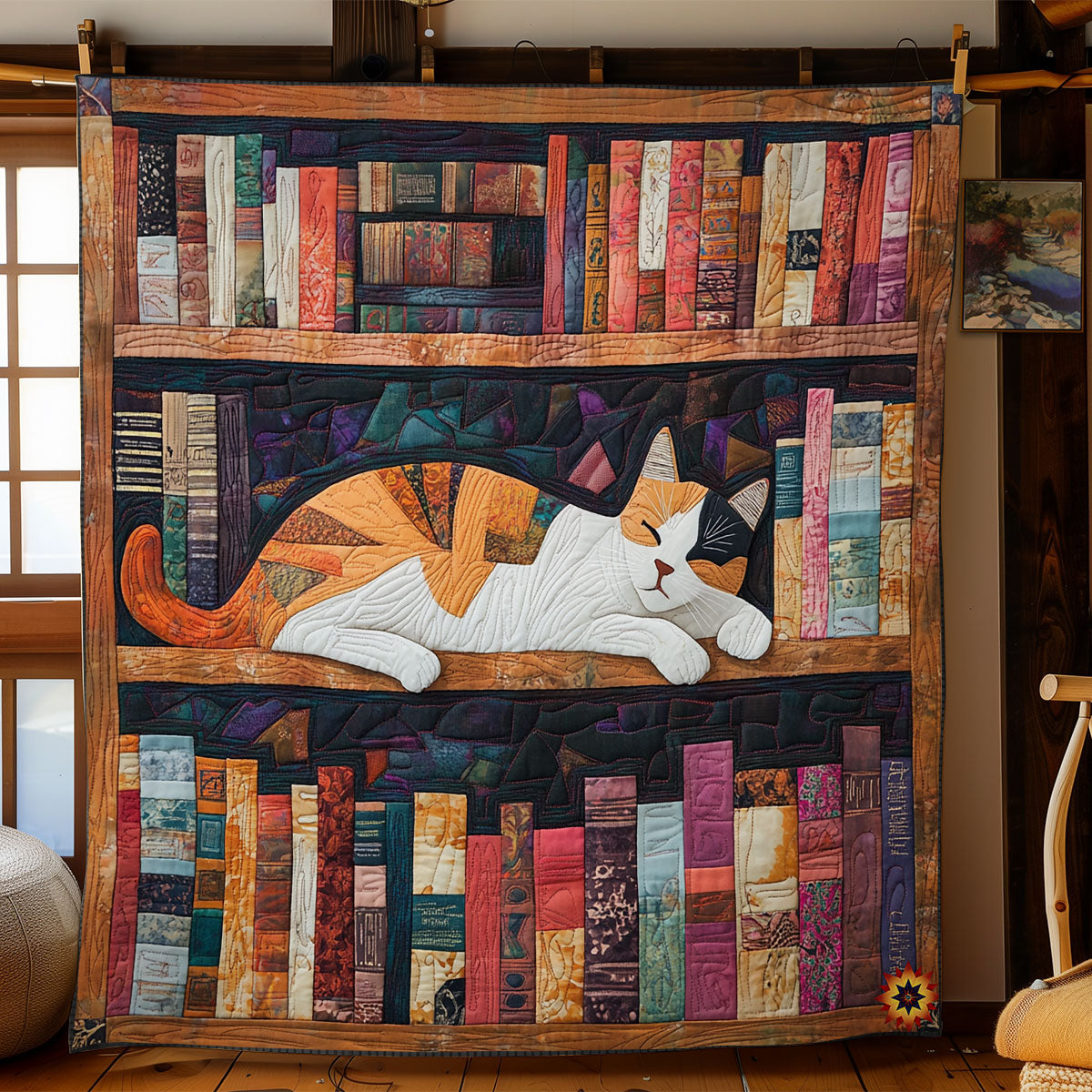 Bookshelves Sleep Cat WY1911059L Quilt