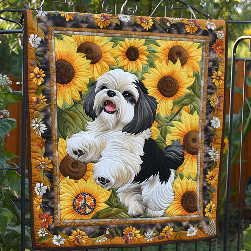 Shih Tzu Sunflower Field WP1210039CL Quilt