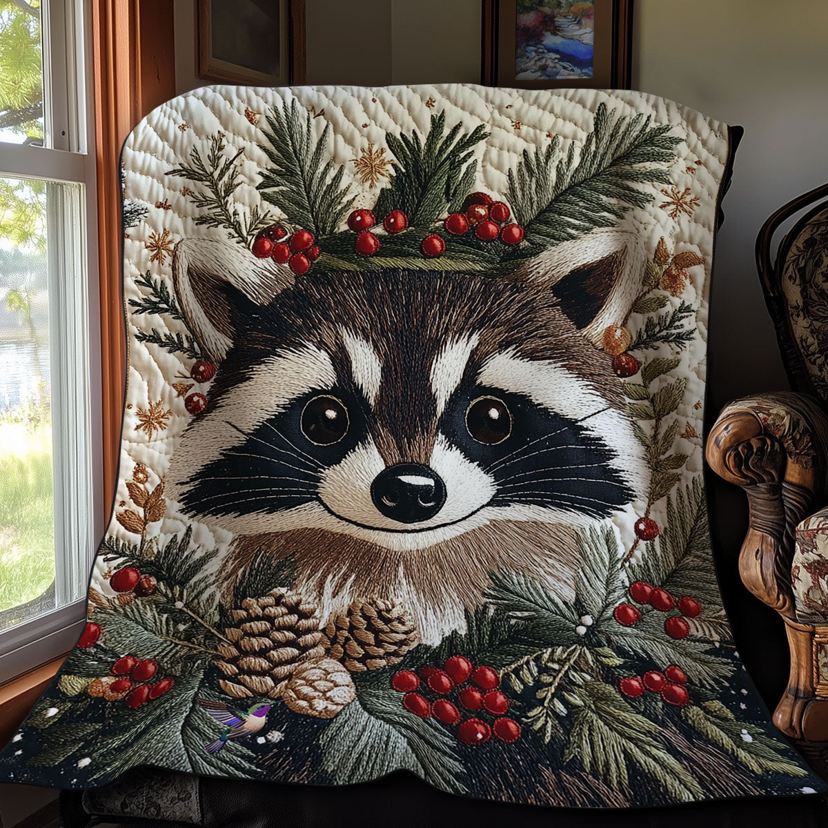 Holly Raccoon WY0611011CL Quilt