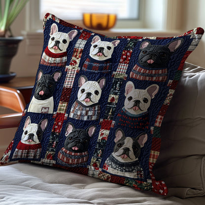 Winter French Bulldog WJ0511037CL Quilt Pillow Case