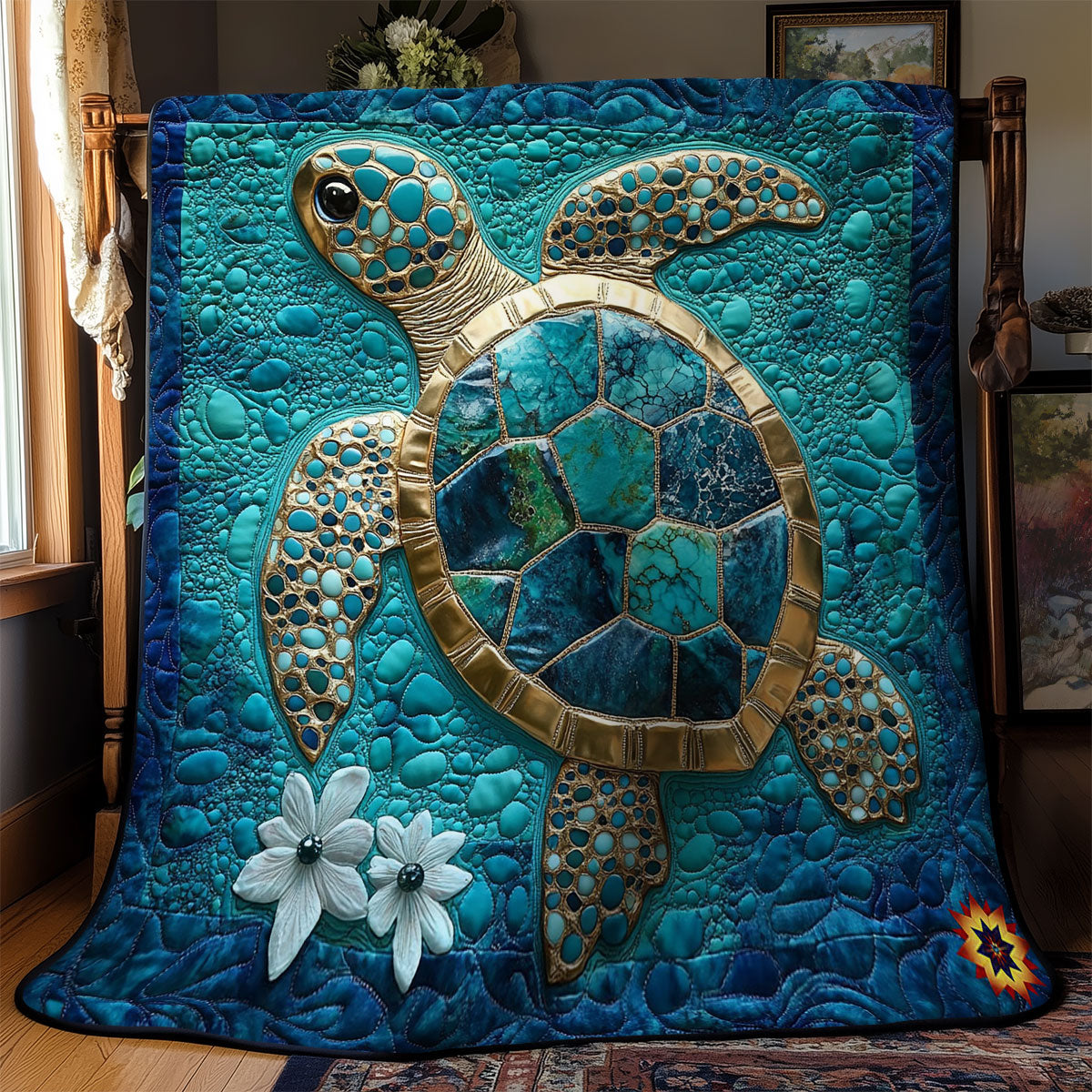 Blue Ocean Turtle WY2311035CL Quilt