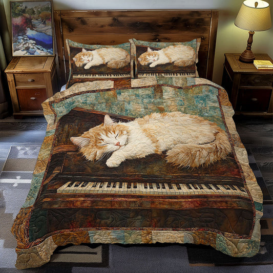 Sleeping Cat In Piano WY1701110CL Duvet Cover Set